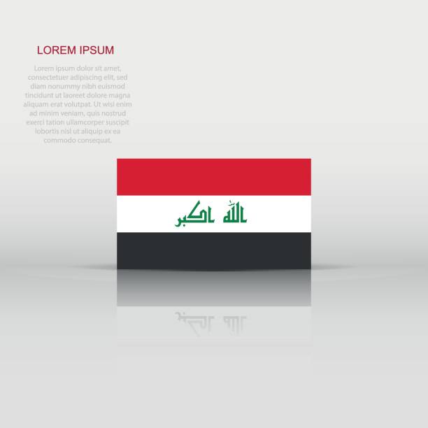 Iraq flag icon in flat style. National sign vector illustration. Politic business concept. Iraq flag icon in flat style. National sign vector illustration. Politic business concept. iraqi flag stock illustrations