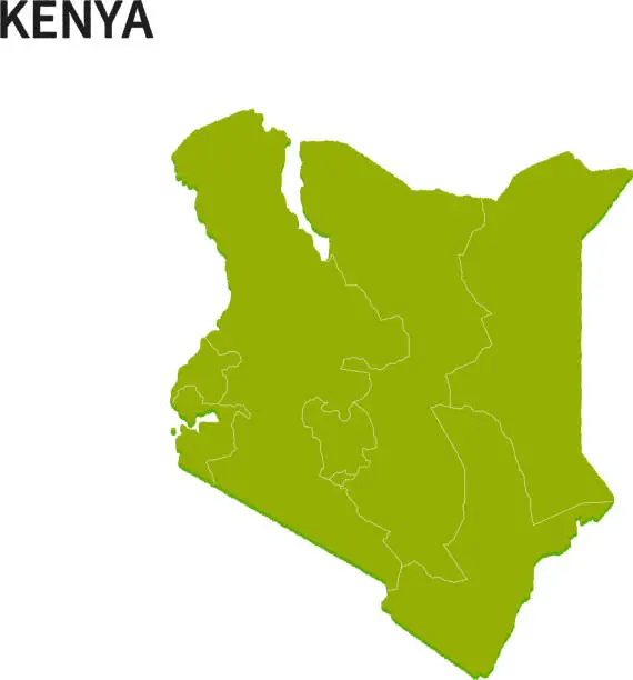 Vector illustration of Map of provinces in Kenya.