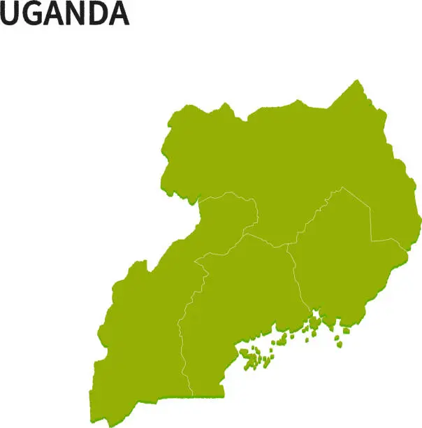 Vector illustration of Map of provinces in Uganda.