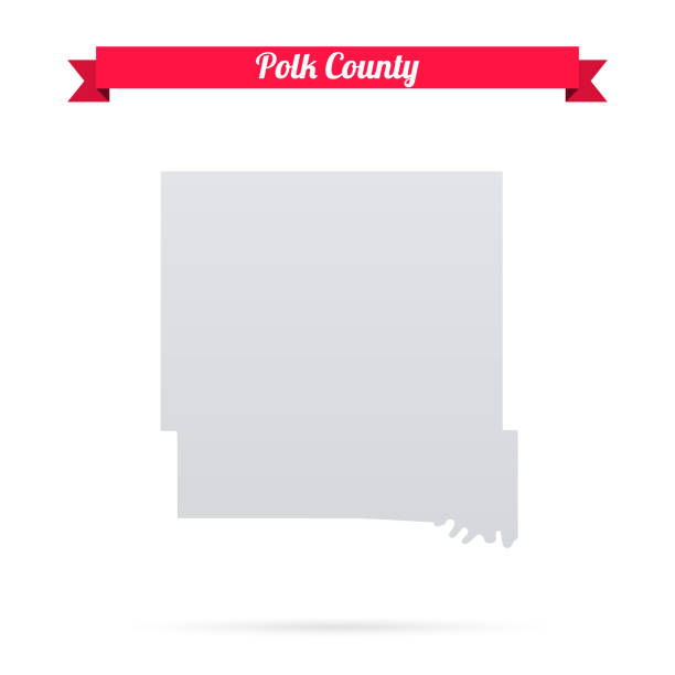 Polk County, Iowa. Map on white background with red banner Map of Polk County - Iowa, isolated on a blank background and with his name on a red ribbon. Vector Illustration (EPS file, well layered and grouped). Easy to edit, manipulate, resize or colorize. Vector and Jpeg file of different sizes. des moines silhouette stock illustrations