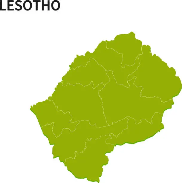 Vector illustration of Map of provinces in Lesotho.