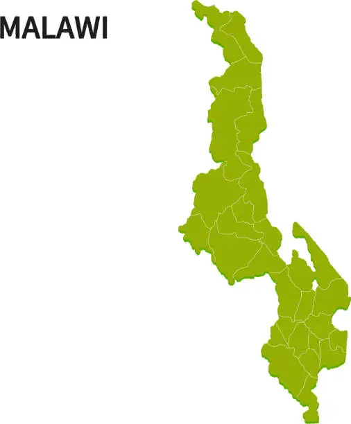 Vector illustration of Map of provinces in Malawi.