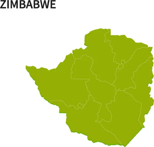 Vector illustration of Map of provinces in Zimbabwe.