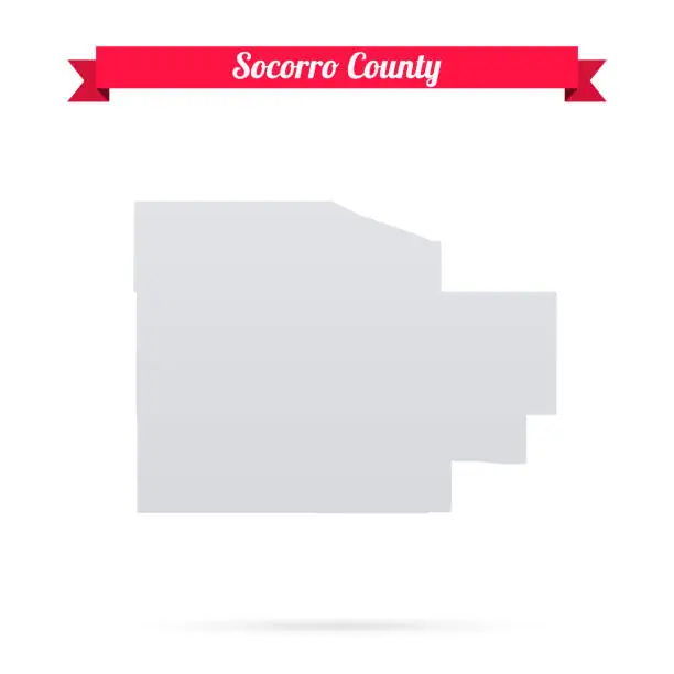 Vector illustration of Socorro County, New Mexico. Map on white background with red banner