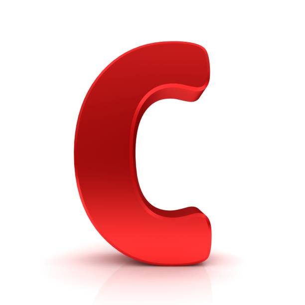 C letter red capital letter sign isolated on white 3d rendering graphic illustration