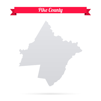Map of Pike County - Pennsylvania, isolated on a blank background and with his name on a red ribbon. Vector Illustration (EPS file, well layered and grouped). Easy to edit, manipulate, resize or colorize. Vector and Jpeg file of different sizes.