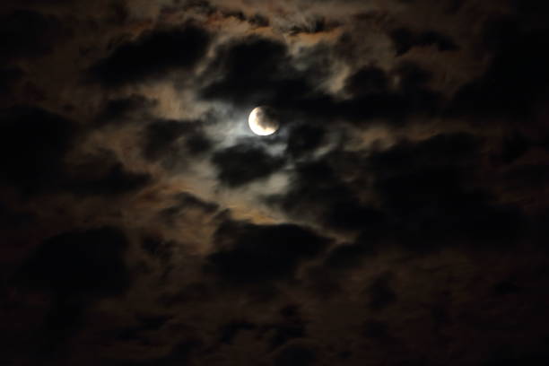 Full moon with clouds in the night sky. Beautiful Night View.