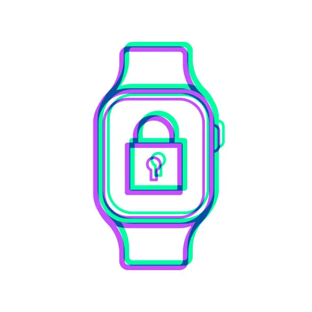 Vector illustration of Smartwatch with padlock. Icon with two color overlay on white background