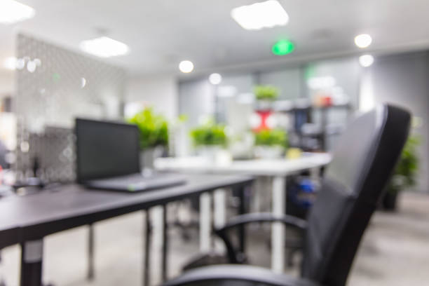 istock Armchair and green plants in modern style office interior 1496045154