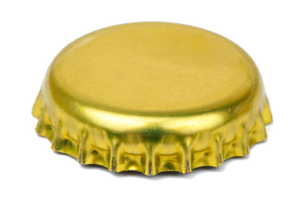 aluminum bottle cap on gray background. copy space