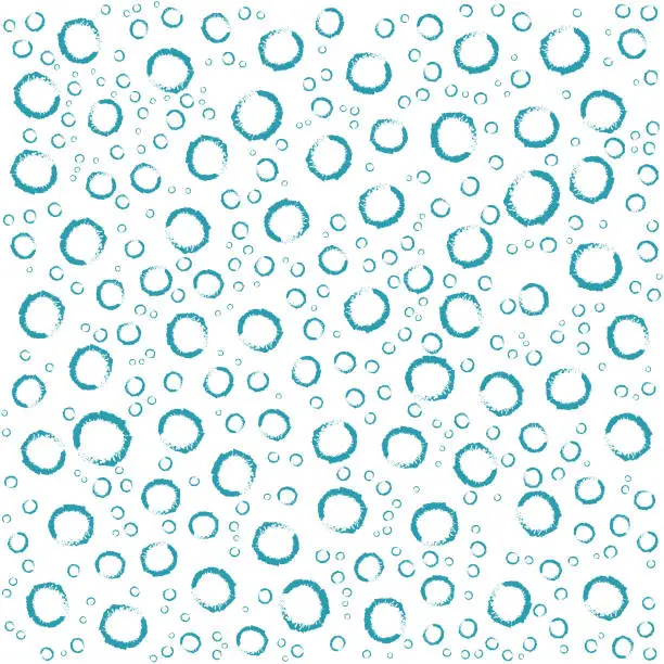 Vector illustration of Floating bubbles drawn with blue chalk. Delicate repeat background pattern of blue bubbles for print, textile or wallpaper. Seamless pattern vector illustration
