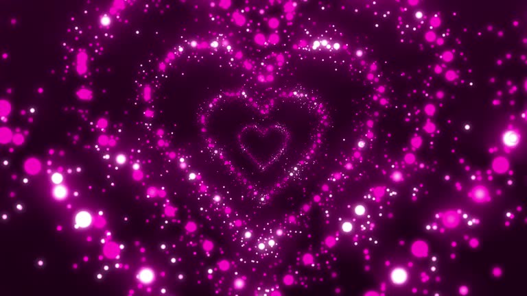 4K, Particles Heart Sparkle.14 of February Valentine's Day - Holiday. Love, Emotion, Heart Shape, Relationship, Couple, Celebration, Falling in love, Romantic, Happiness,Inspiration, Communication.