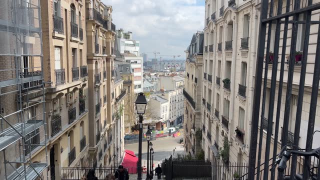 view over Paris from Montmarte stairs