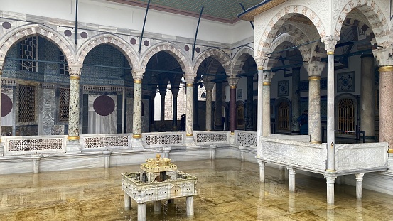 Istanbul, Türkiye – January 12, 2023: Inner building of Topkapi Palace in Istanbul.