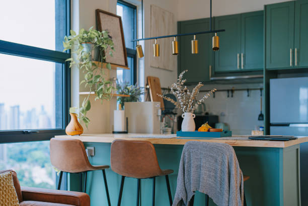 istock Cozy Kitchen Island Counter in small apartment 1496059420