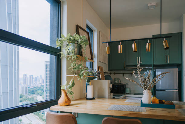 istock Cozy Kitchen Island Counter in small apartment 1496059554