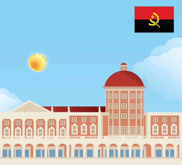 Vector illustration of Angola's central bank, The National Bank of Angola, Luanda
