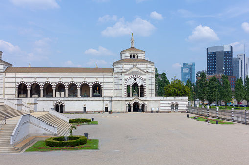 Viewpoint of the Monumental Cemetery in Milan, Italy