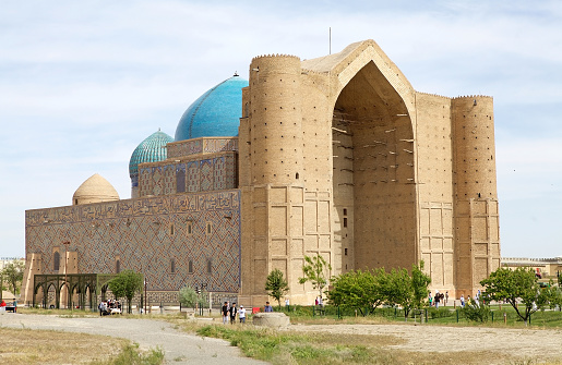 Mausoleum of Khoja Ahmed Yasawi in the city of Turkistan in southern Kazakhstan. The structure was commisioned in 1389 by Timur.