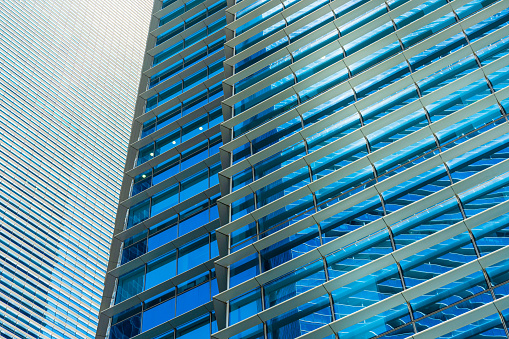 Glass facade of a modern office building , architectural building.