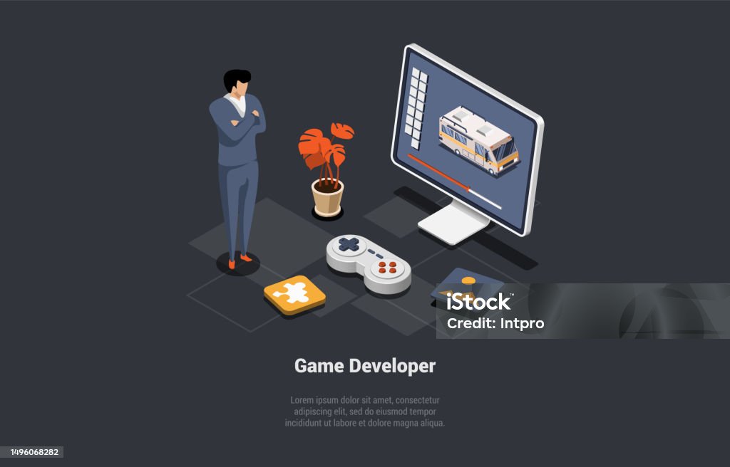 Game Development Concept Gamedev In Process Of Create And Develop New ...