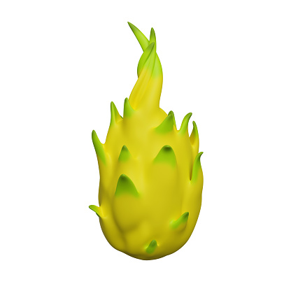 Yellow dragon fruit on white background. 3d rendering