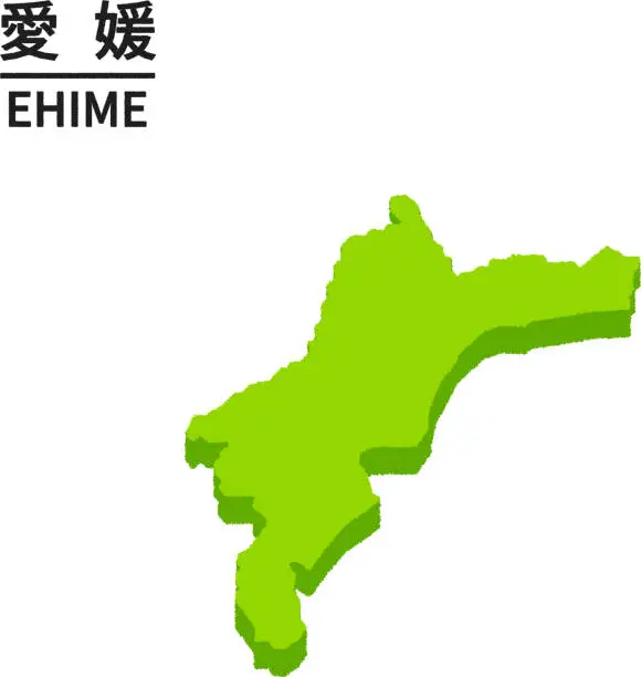Vector illustration of Map of Ehime