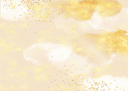 Fantastical Japanese Watercolor Background,Luxurious Background with Shimmering Gold Foil and Glitter.