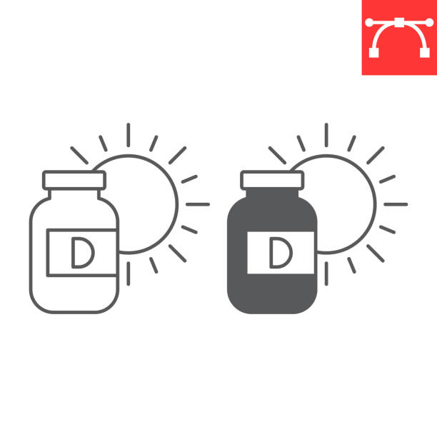 Vitamin D line and glyph icon Vitamin D line and glyph icon, supplements and health, vitamin D bottle vector icon, vector graphics, editable stroke outline sign, eps 10. spider web png stock illustrations
