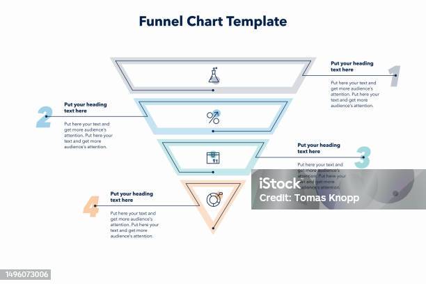 Funnel Chart Template With 4 Colorful Sections Stock Illustration ...