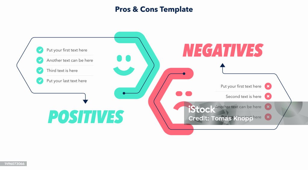 Pros And Cons Diagram With Place For Your Content Stock Illustration