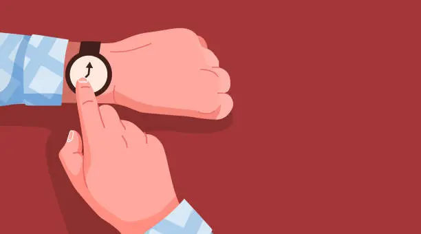 Vector illustration of Hands with control the time with watch.