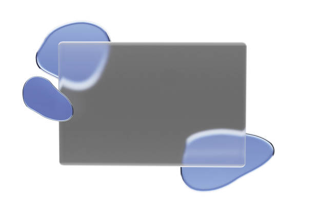 Abstract glass rectangular and fluid shapes 3d rendering background. Isolated, cut out object