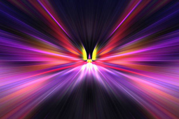 istock Laser show, night club interior lights, glowing lines, abstract fluorescent background, corridor. Abstract geometric background with liquid shapes. Cool background design for posters. 1496079152