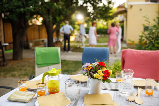 istock Charming Backyard Table Setting for a Celebratory Brunch or Rehearsal Dinner 1496084978