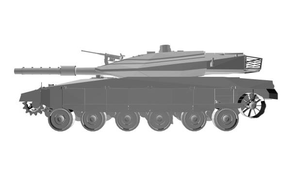 istock Isolated vector image for military concepts. Military tank. Military equipment. Blueprint of realistic tank. Industrial drawing. War vehicle in polygonal style. Vector illustration. 3D. 1496087771