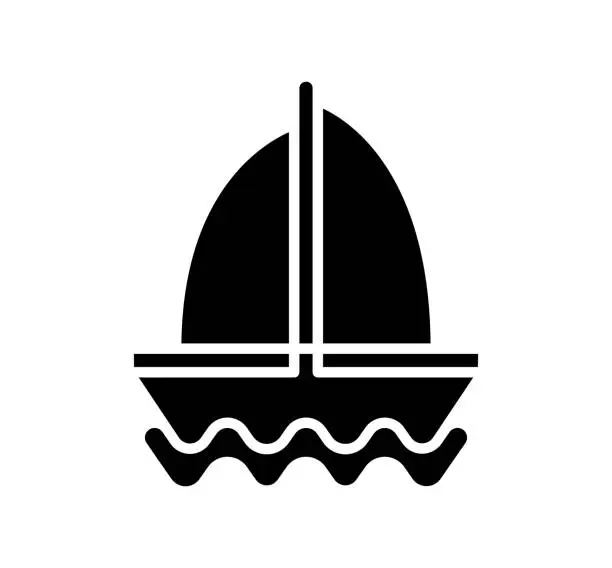 Vector illustration of Sailing Black Filled Vector Icon