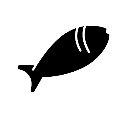 Fish black filled vector icon with clean lines and minimalist design, universally applicable across various industries and contexts.