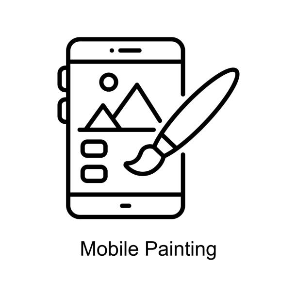 Mobile Painting Outline Icon Design illustration. Art and Crafts Symbol on White background EPS 10 File Mobile Painting Outline Icon Design illustration. Art and Crafts Symbol on White background EPS 10 File plumber tablet stock illustrations