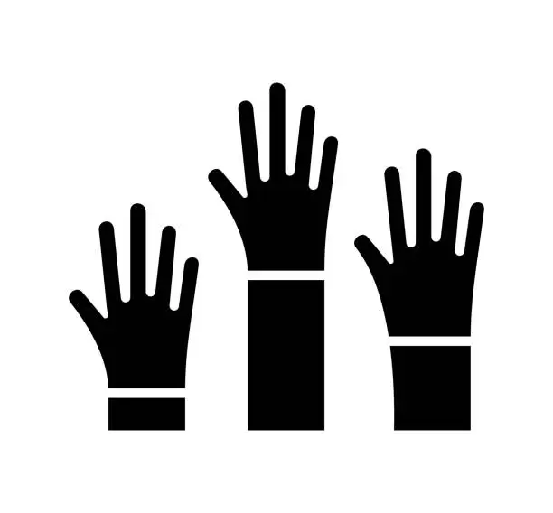 Vector illustration of Hands Raised Black Filled Vector Icon