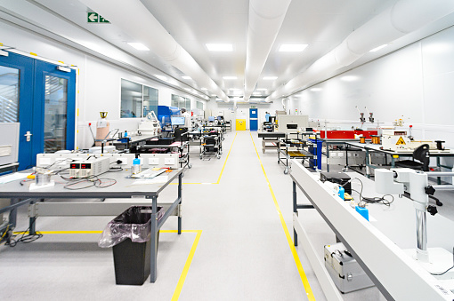 High Tech Empty Scientific Cleanroom with high tech machines, Cape Town, South Africa.