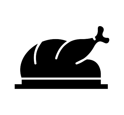 Chicken roast black filled vector icon with clean lines and minimalist design, universally applicable across various industries and contexts.