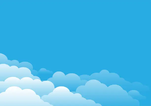 Vector illustration of Sky clouds in corner background cartoon style