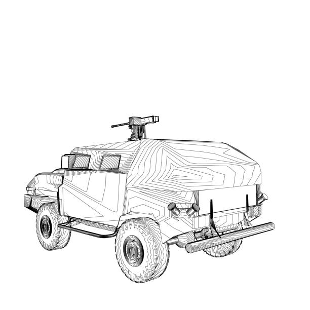 ilustraciones, imágenes clip art, dibujos animados e iconos de stock de transporte de camiones del ejército para la ilustración del diseño vectorial de la operación guerra. camión en el desierto. vehículo blindado ligero. esquema suv militar. vehículo todoterreno. imagen vectorial para impresiones, carteles e ilustracio - mud tire road sign