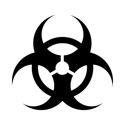 Stylish biohazard symbol on white background