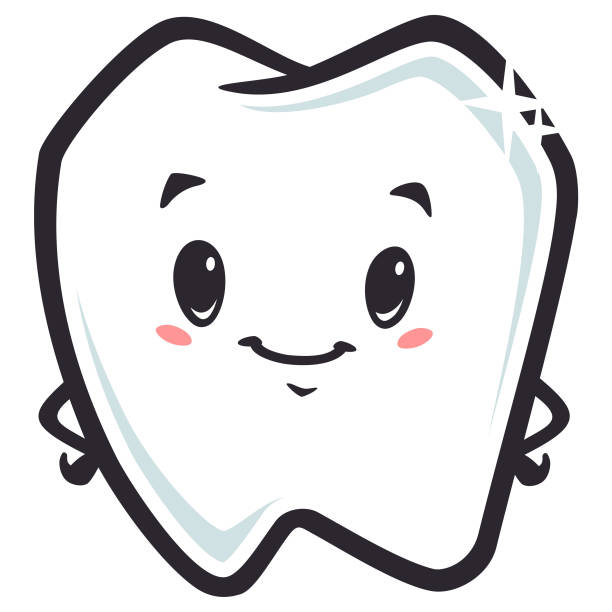 Cartoon Baby Tooth vector art illustration