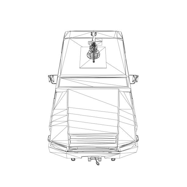 illustrations, cliparts, dessins animés et icônes de illustration de la conception du vecteur de l’armée pour l’opération vecteur de guerre. camion dans le désert. voiture blindée 3d. suv militaire filaire. véhicule hors route. image vectorielle pour estampes, affiche et illustrations. - mud tire road sign