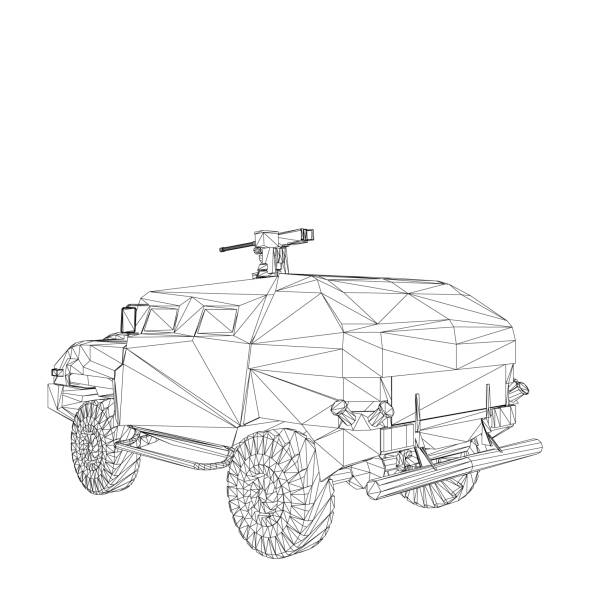 ilustraciones, imágenes clip art, dibujos animados e iconos de stock de transporte de camiones del ejército para la ilustración del diseño vectorial de la operación guerra. camión en el desierto. coche blindado 3d. suv militar de estructura metálica. vehículo todoterreno. imagen vectorial para impresiones, carteles e il - mud tire road sign