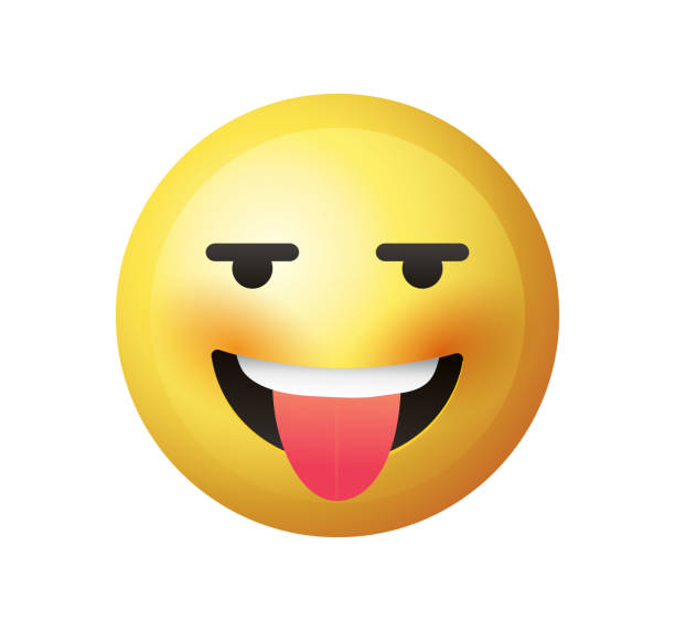 Teasing emoji with tongue sticking out. High quality emoticon isolated on white background. clip art of a yuck mouth stock illustrations