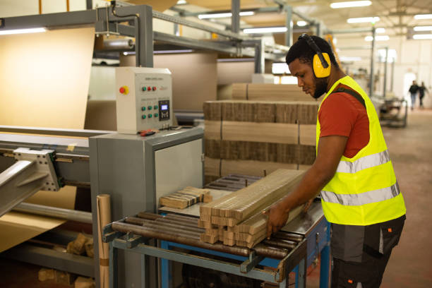 istock Young man working in a cardboard factory 1496104250